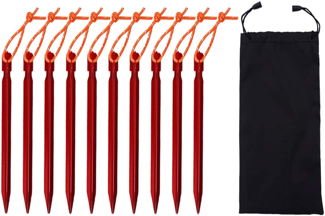 Outdoor Camping Anodised Oxidation Steel Aluminum Tent Stake  Accessory Steel Wire Garden Pegs