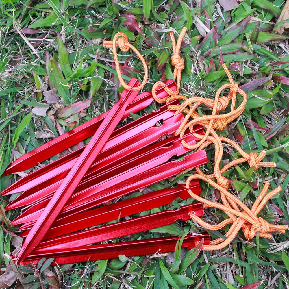 Outdoor Camping Anodised Oxidation Steel Aluminum Tent Stake  Accessory Steel Wire Garden Pegs