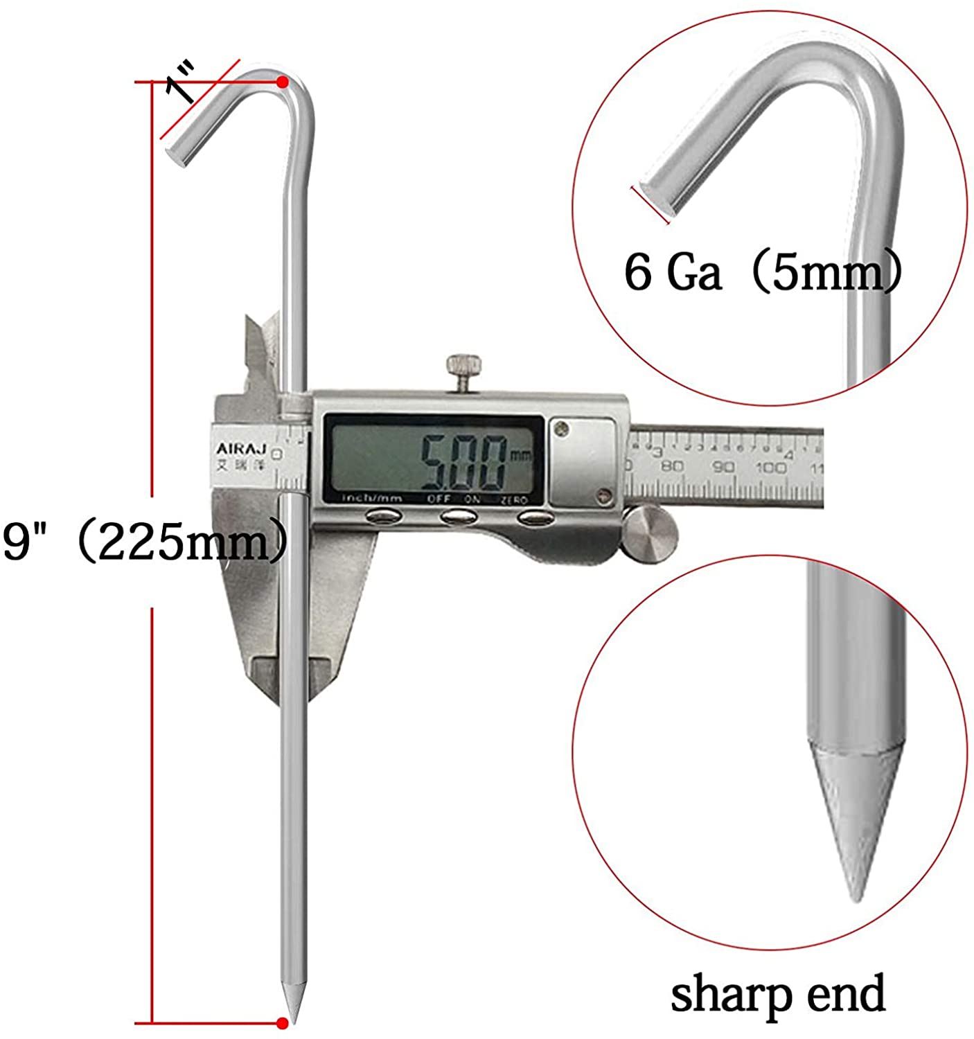 Question Mark Type Shaped Galvanized Steel Aluminum Tent Stake - Camping  Accessory Steel Wire Garden Peg