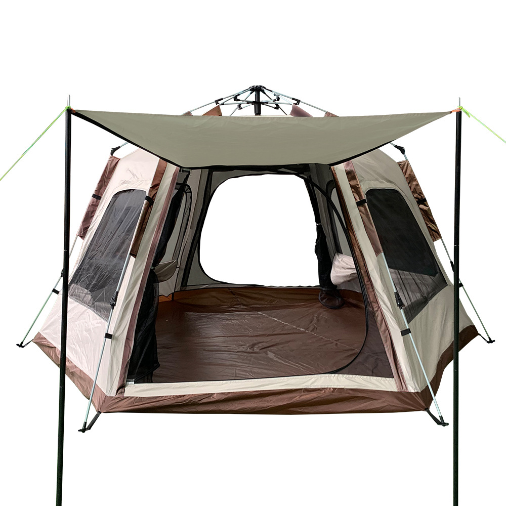 Outdoor Hexagonal Family Camping Tent - Sunscreen, Quick Opening, Large Space
