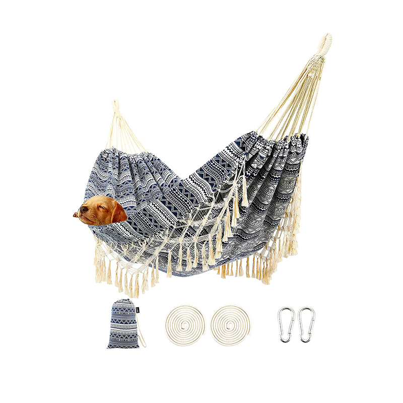 Outdoor and Inside Garden Cotton Hammock with Tassels