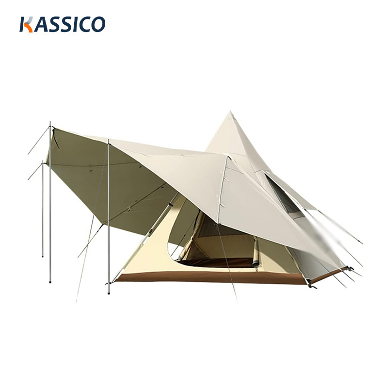 Double Layer Camping Teepee Tent With Canopy