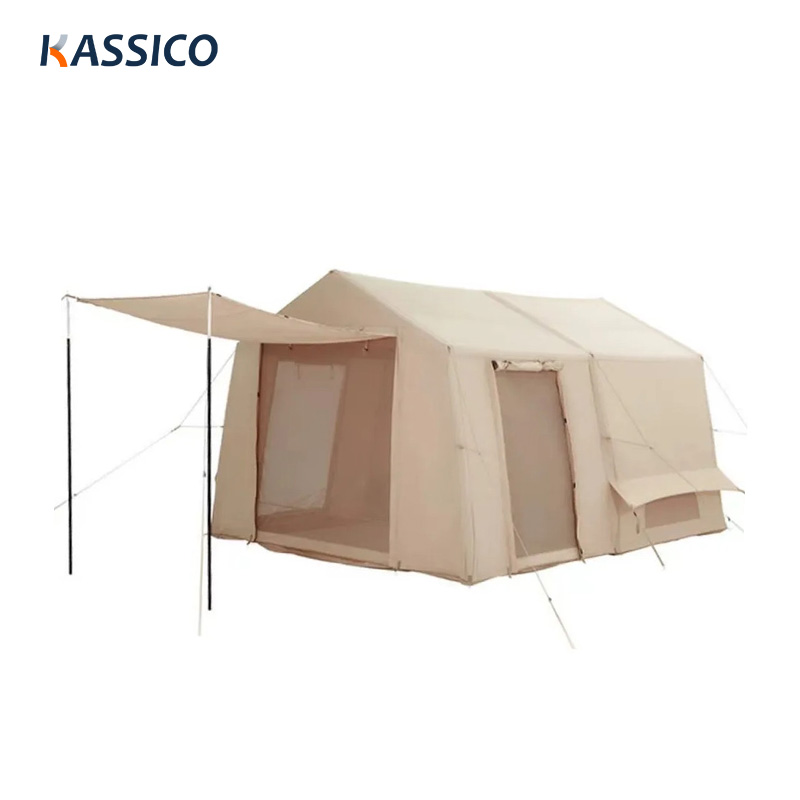 12㎡ Two Rooms Inflatable Camping Tent - TC Cotton, Rainproof, Fast Open